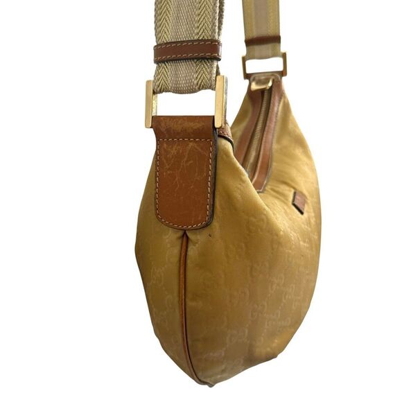 GUCCI Authentic GG Crossbody or Shoulder Bag Gold Yellow Plush Soft Canvas Cloth - Picture 7 of 13